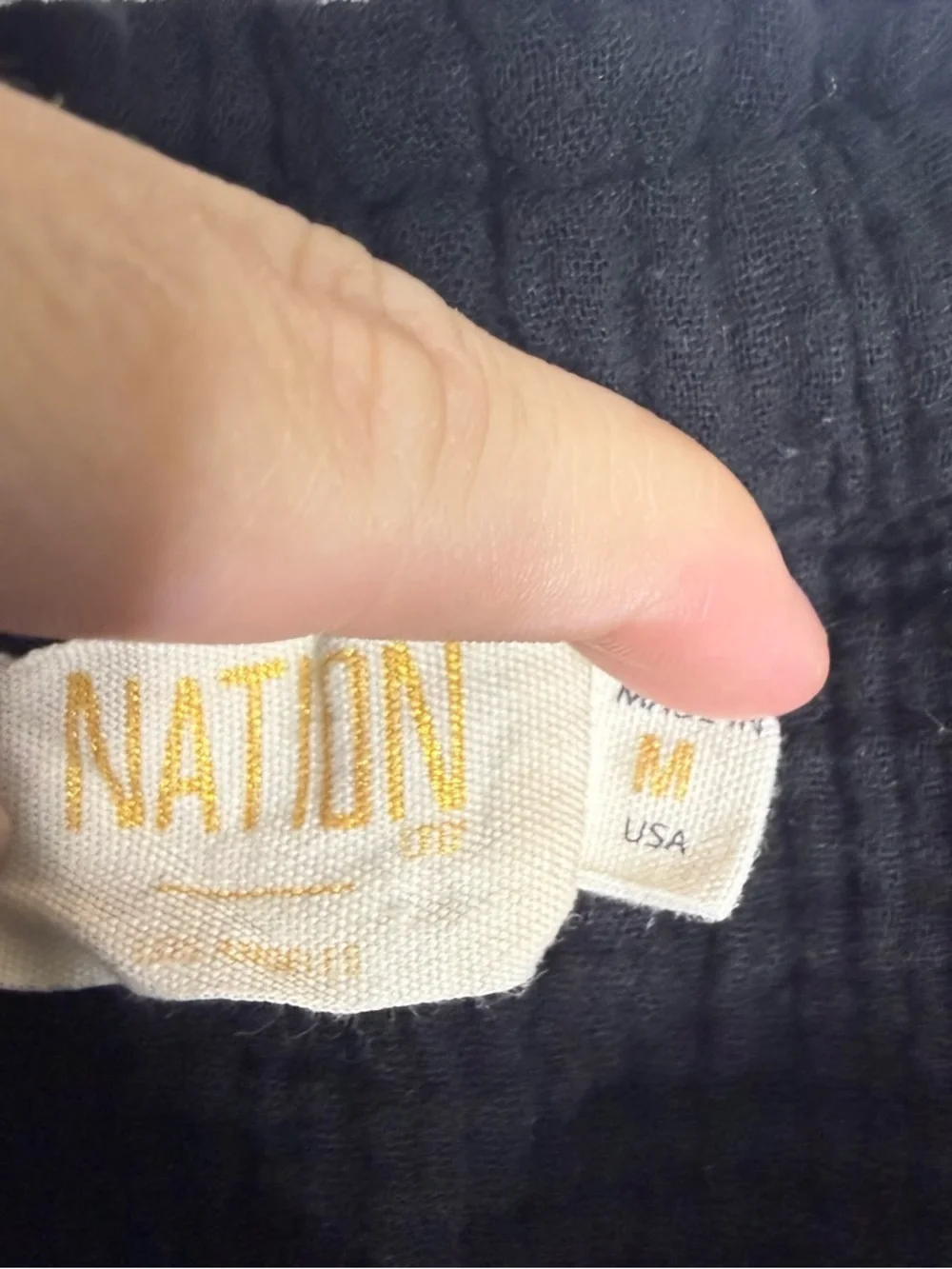 Nation LTD Skyla Tie Strap Tank Top Medium Black Cotton Gauze